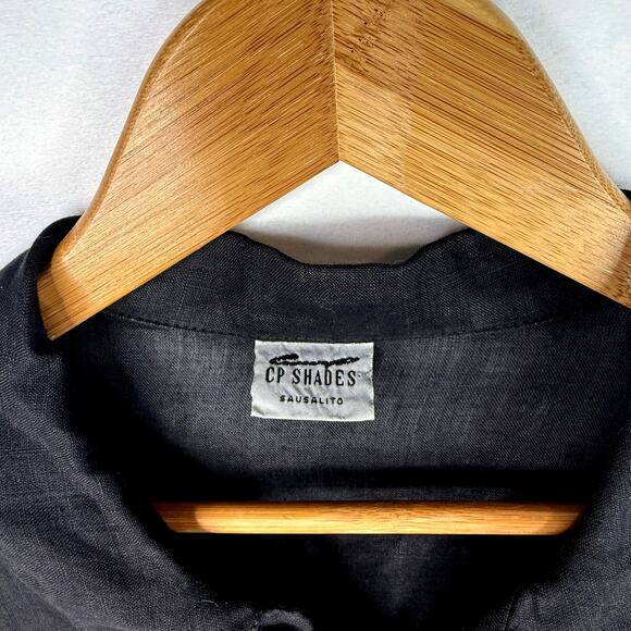 CP Shades Sausalito Black 100% Linen Button Down Shirt LG - Picture 3 of 6